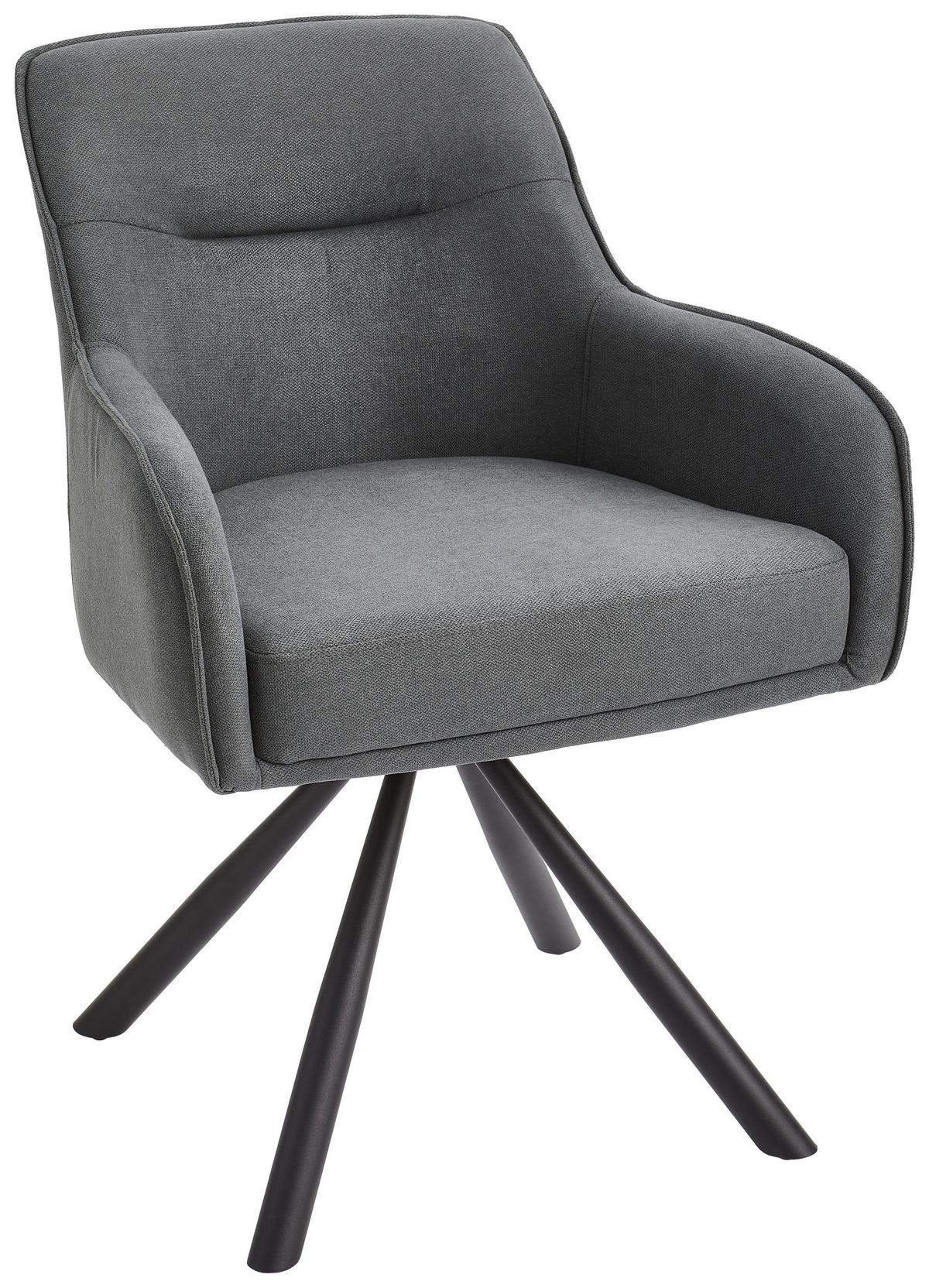 KRZESŁO Z PODŁOKIETNIKAMI ANNA - czarny/szary, Modern, metal/tkanina (62/84/62cm) - Livetastic