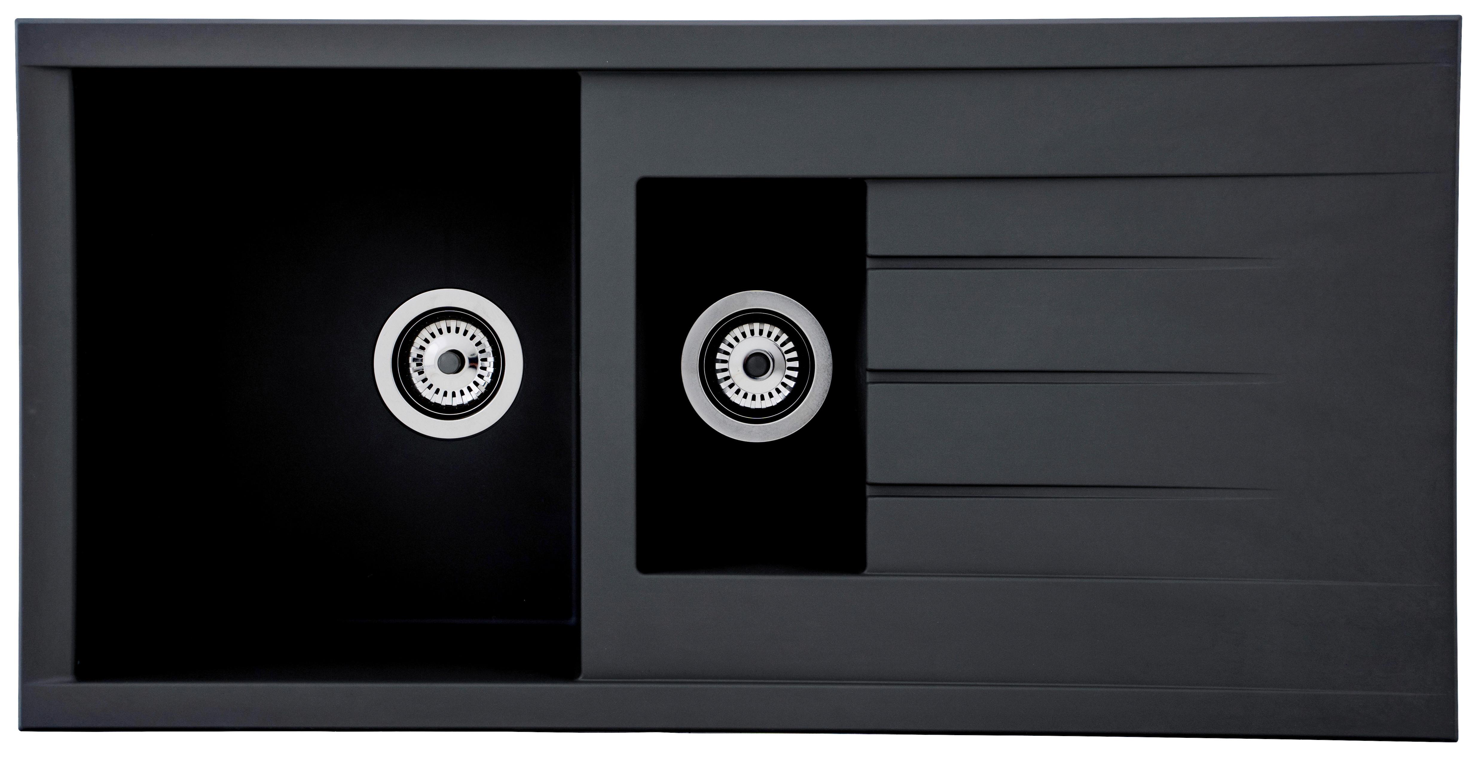 Einbauspüle Houston ca. 100x21x50 cm Schwarz - Schwarz, Trend, Glas/Kunststoff (100/21/50cm) - Respekta