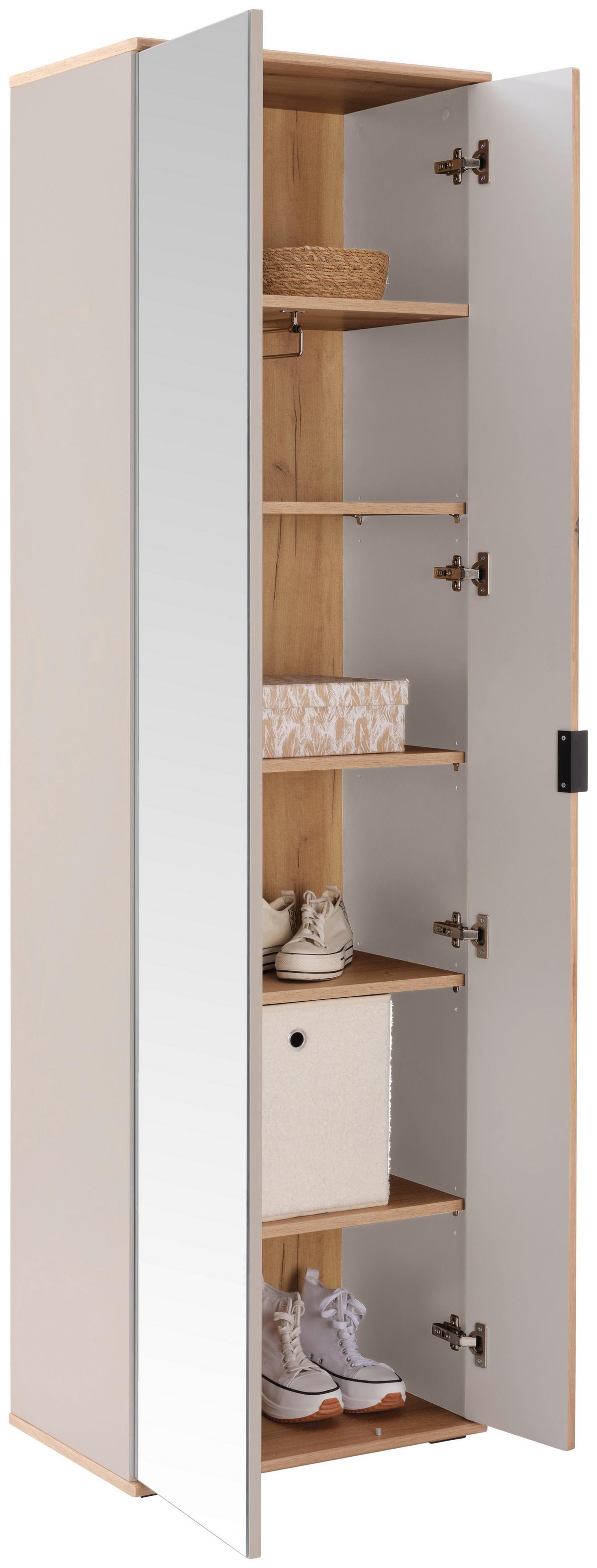 Ormar Clever - kašmir/boje hrasta, Moderno, staklo/drvni materijal (55,5/193/38cm) - Modern Living