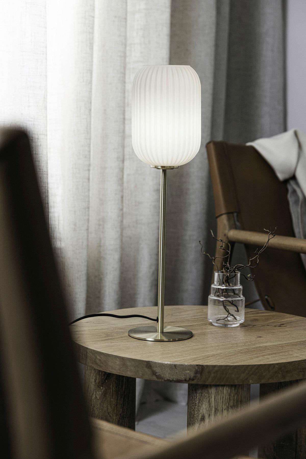 Tischleuchte Cava Table max. 40 Watt - Messingfarben/Weiß, Basics, Glas/Metall (14/14/55cm) - Markslöjd