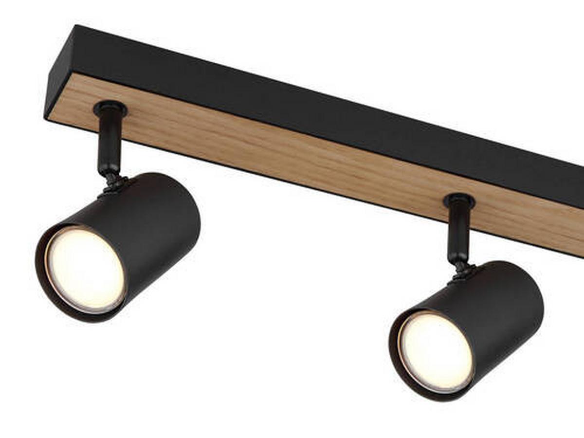 Strahler Robby Schwarz/Dunkelbraun max. 35 W - Dunkelbraun/Schwarz, Natur, Holzwerkstoff/Metall (115/6/13,5cm) - Globo