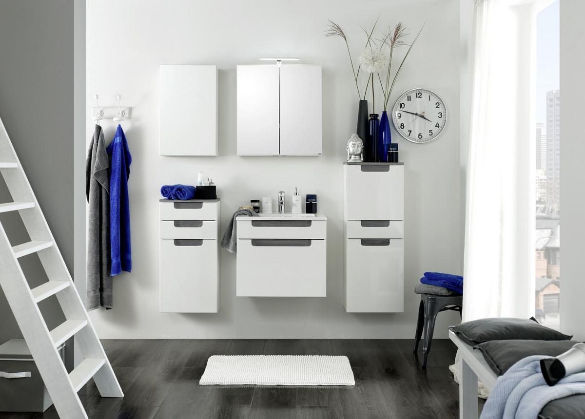 Unterschrank in Weiss/ Eichefarbe 'Siena' - Eichefarben/Silberfarben, MODERN, Holzwerkstoff (40/79/27cm) - Held