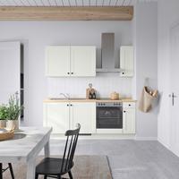 Küchenblock Cascada Low m. Geräten Weiß - Eichefarben/Schwarz, MODERN, Holzwerkstoff/Metall (210cm) - Nobilia