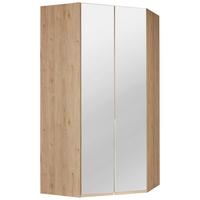 Eckkleiderschrank in Eichefarben mit Spiegel - Eichefarben/Alufarben, KONVENTIONELL, Holzwerkstoff/Metall (120/236/120cm) - Premium Living