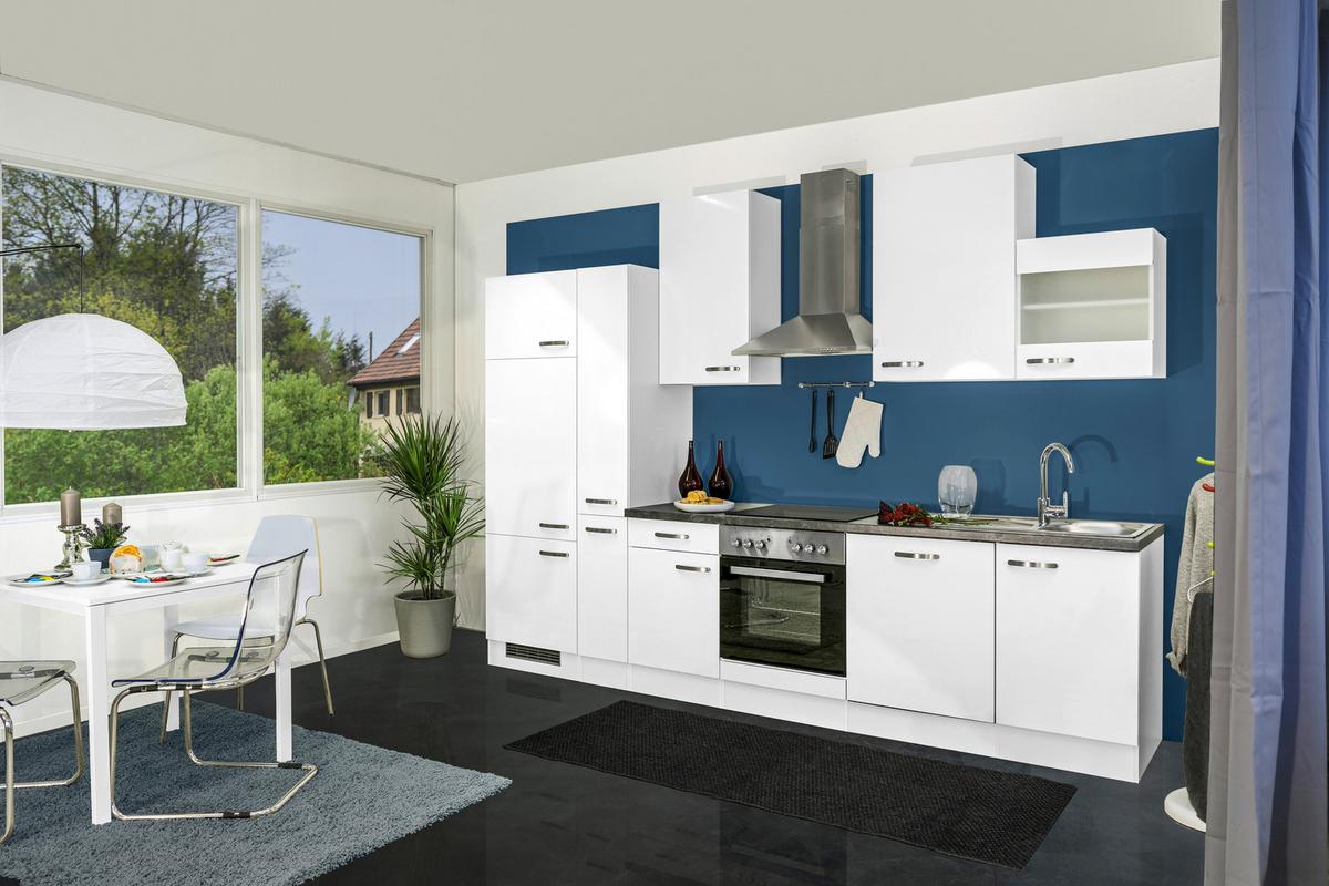 Kuhinjski Blok Z Aparati Alba, Bela - barve nerjavečega jekla/bela, Moderno, kovina/leseni material (310cm) - FlexWell