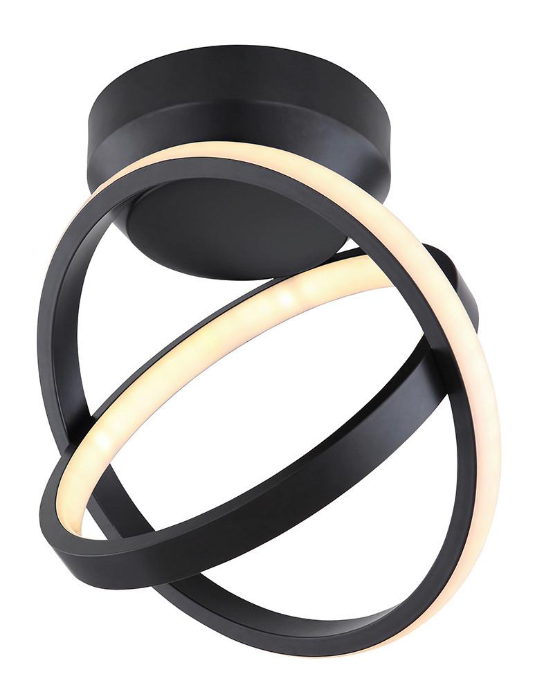 LED-Deckenleuchte Kamilla in Schwarz max. 24 Watt - Opal/Schwarz, Design, Kunststoff/Metall (25/28cm) - Globo