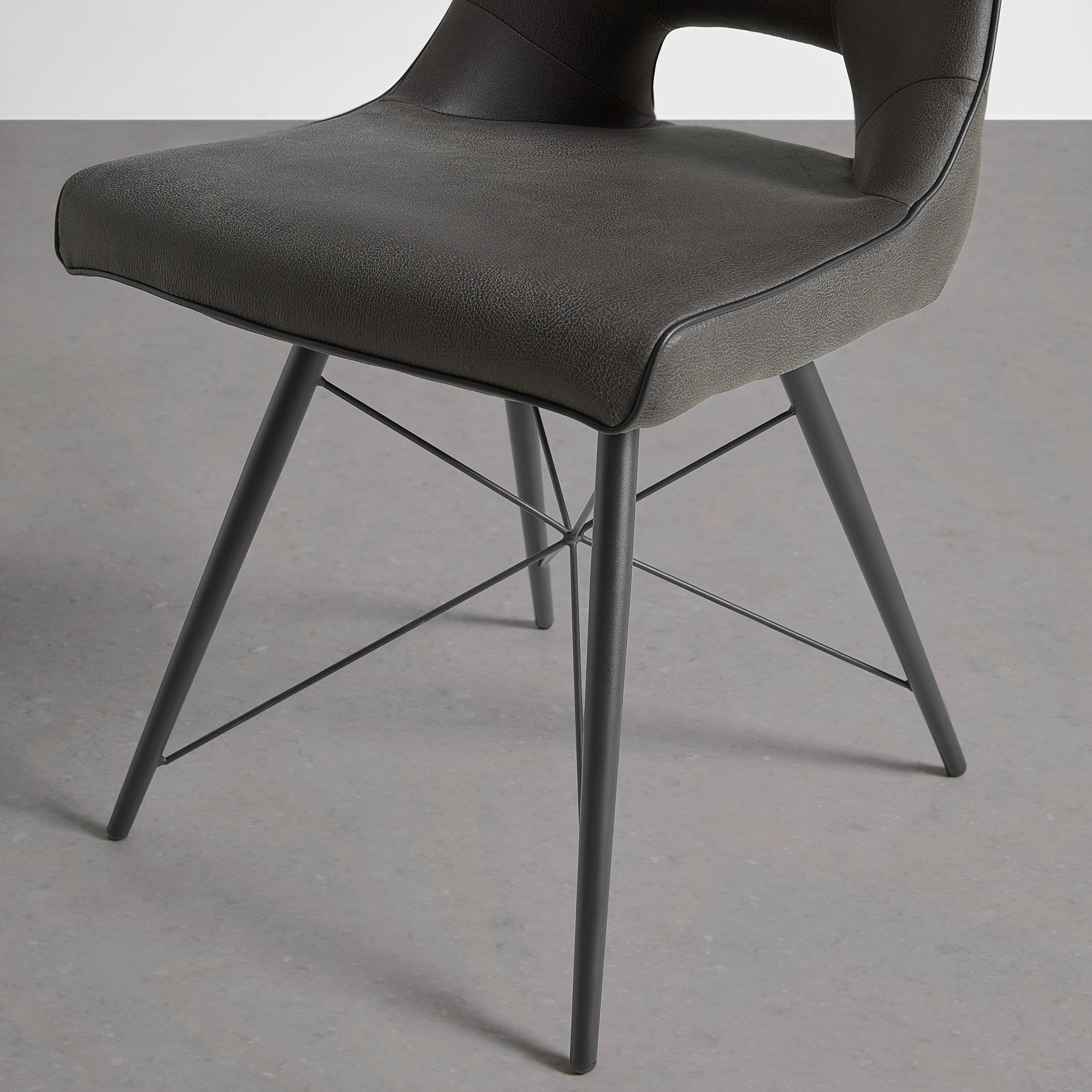 STOL CELINA -TOP- - grå/svart, Modern, metall/trä (47/91.5/62cm) - Mömax