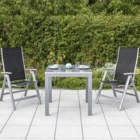 Gartenmöbel Set 3-tlg. Carrara Metall/Textil - Schwarz, ROMANTIK / LANDHAUS, Textil/Metall - Gardenson