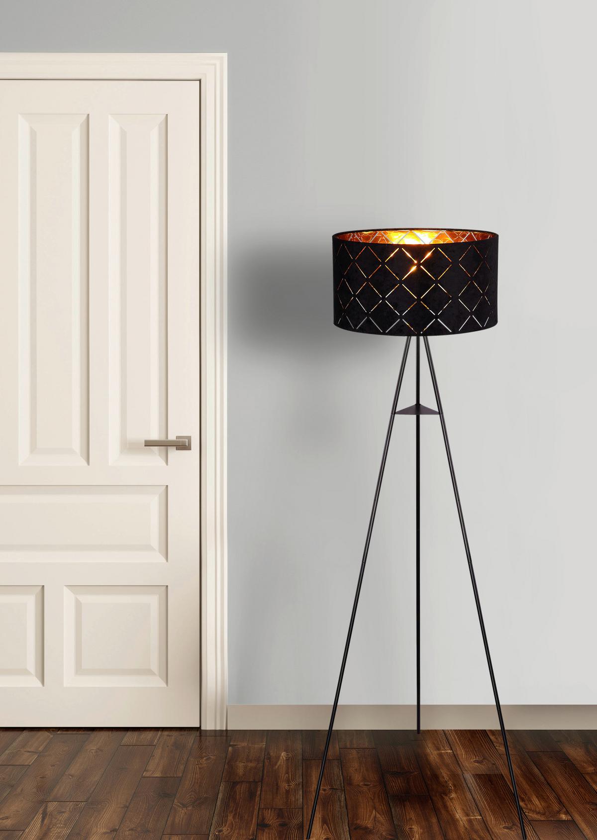 Podna Svjetiljka Crna Š/v: 69/149cm - crna, Design, tekstil/metal (69/149cm) - Globo