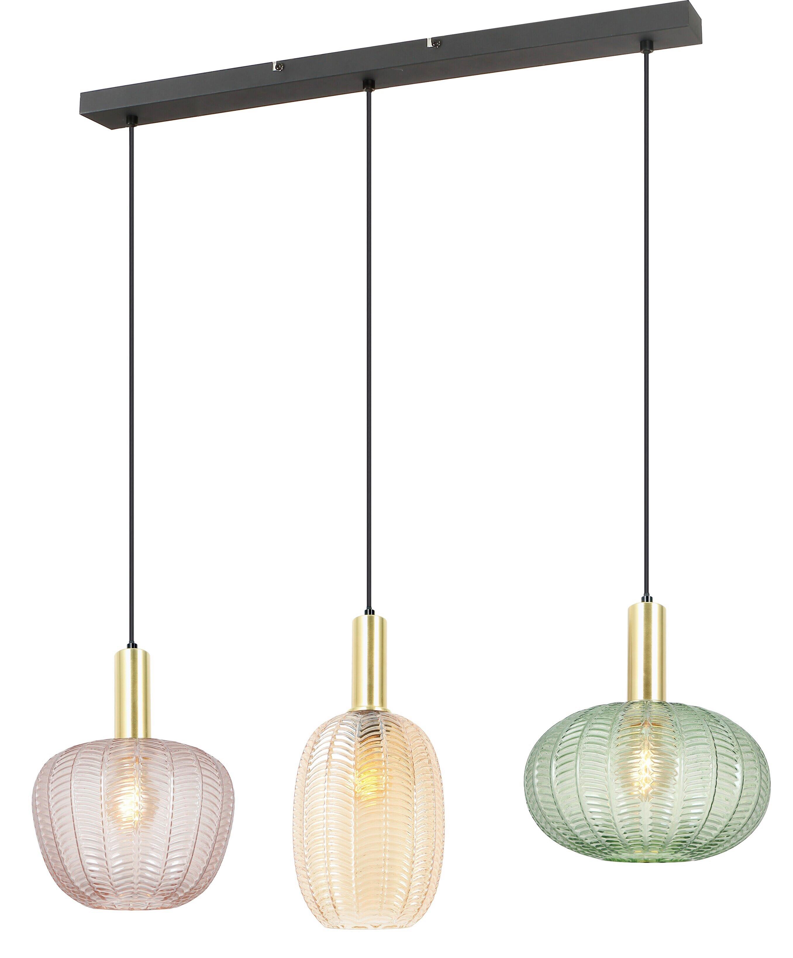 SUSPENSION BUNTI - couleur ambre/rose vif, MODERN, métal/verre (98.5/26/120cm)