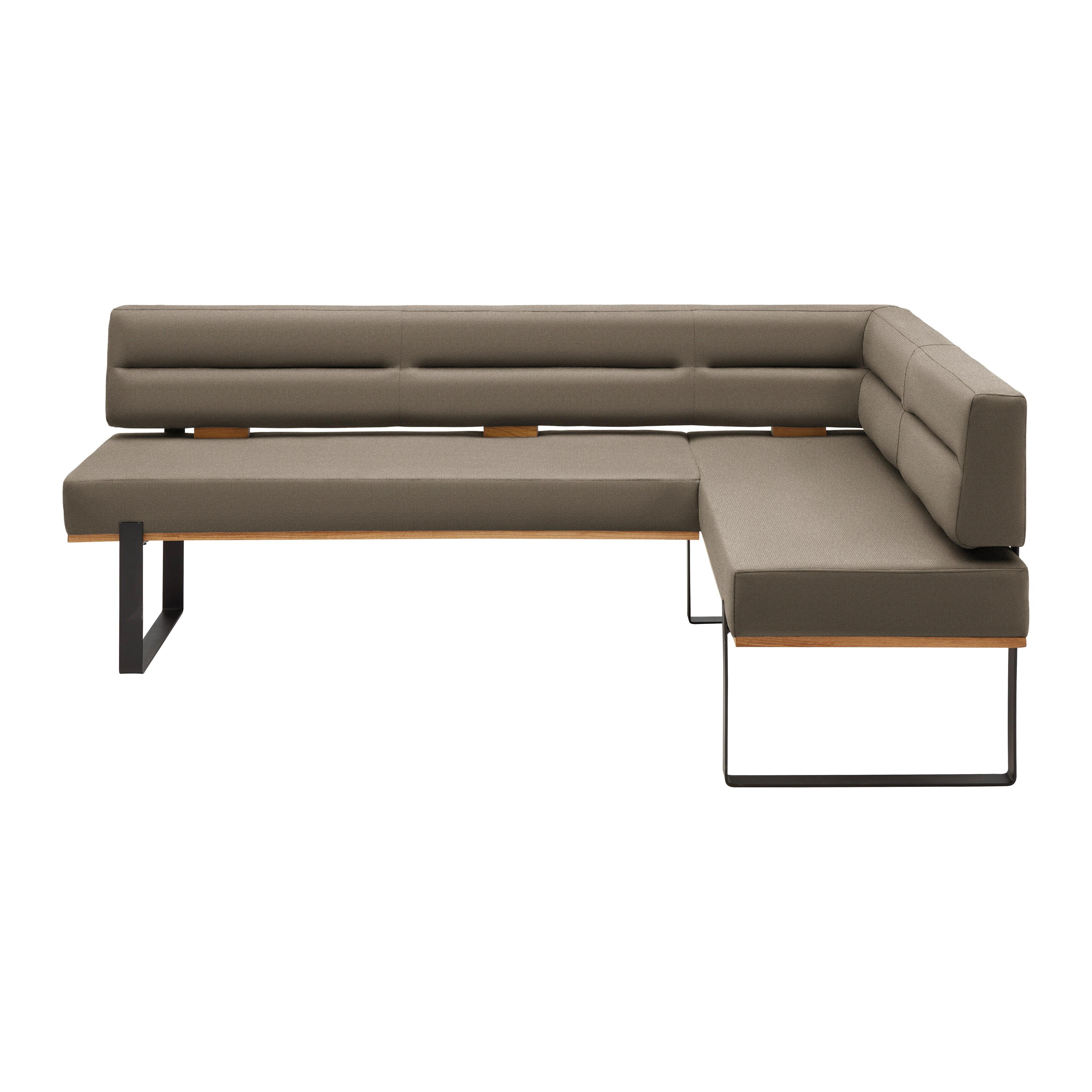 Eckbank Canon LI. in Hellbraun - Hellbraun/Schwarz, Konventionell, Holz/Textil (220/85/160cm) - Based