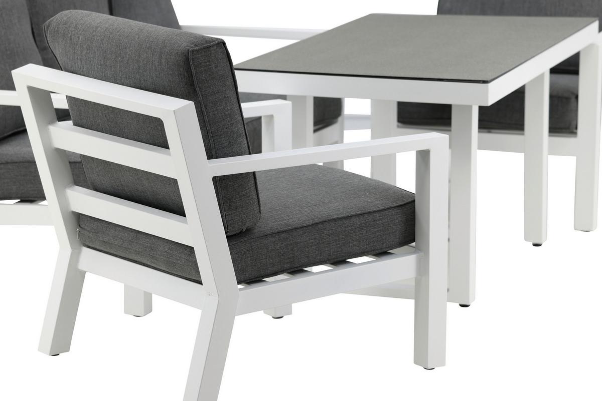 Loungegarnitur Barcelona Grau/Weiß Metall/Textil - Weiß/Grau, Basics, Textil/Metall - Gardenson