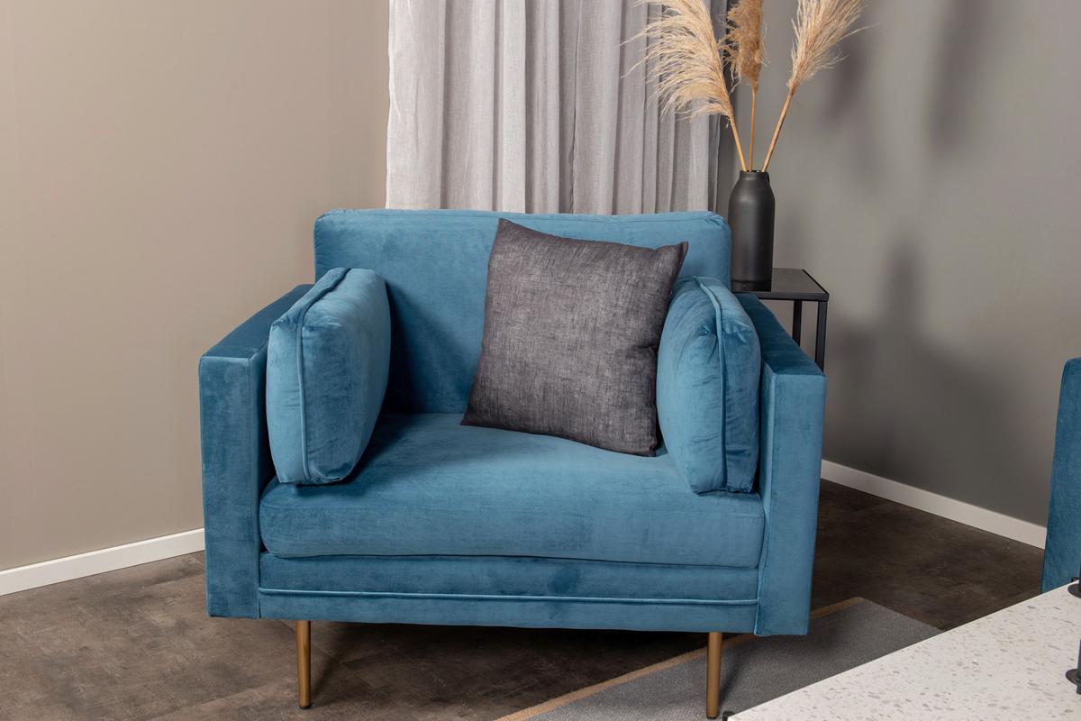 SESSEL BOOM - Blau/Goldfarben, Design, Textil/Metall (110/84/86cm) - Livetastic