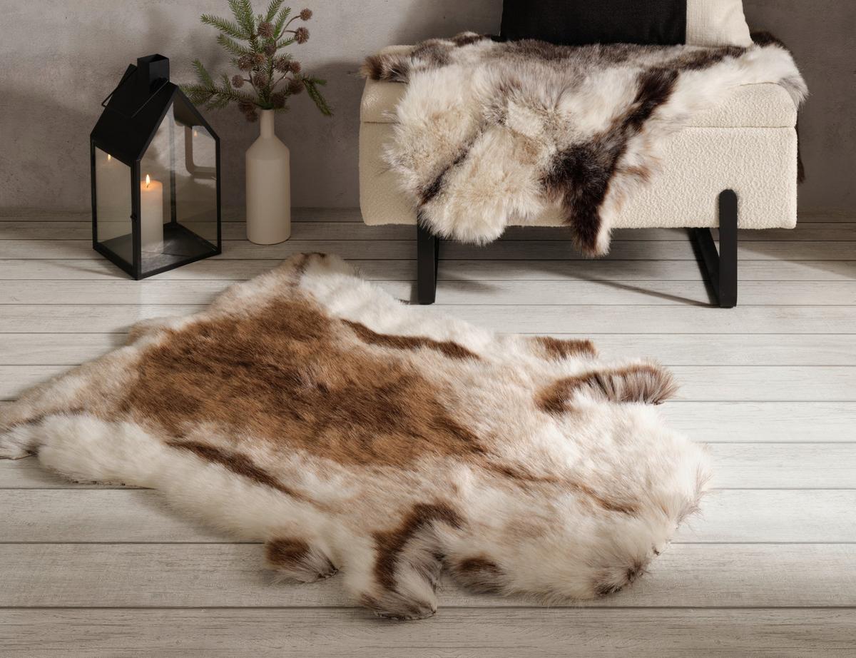 Kunstfell Rudolf in Braun/Weiß ca. 90x110cm - Braun, MODERN, Textil/Fell (90/110cm) - Modern Living