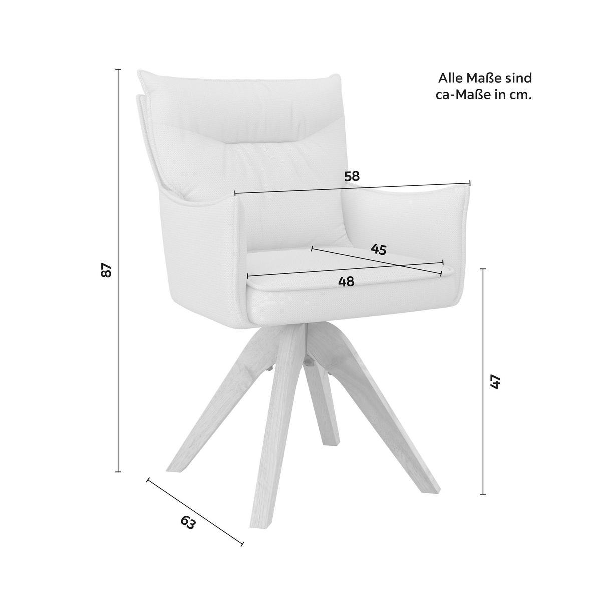Armlehnstuhl Lorelei Hellgrau Webstoff Drehbar Gepolstert - Hellgrau/Naturfarben, MODERN, Holz/Textil (58/87/63cm) - Bessagi Home