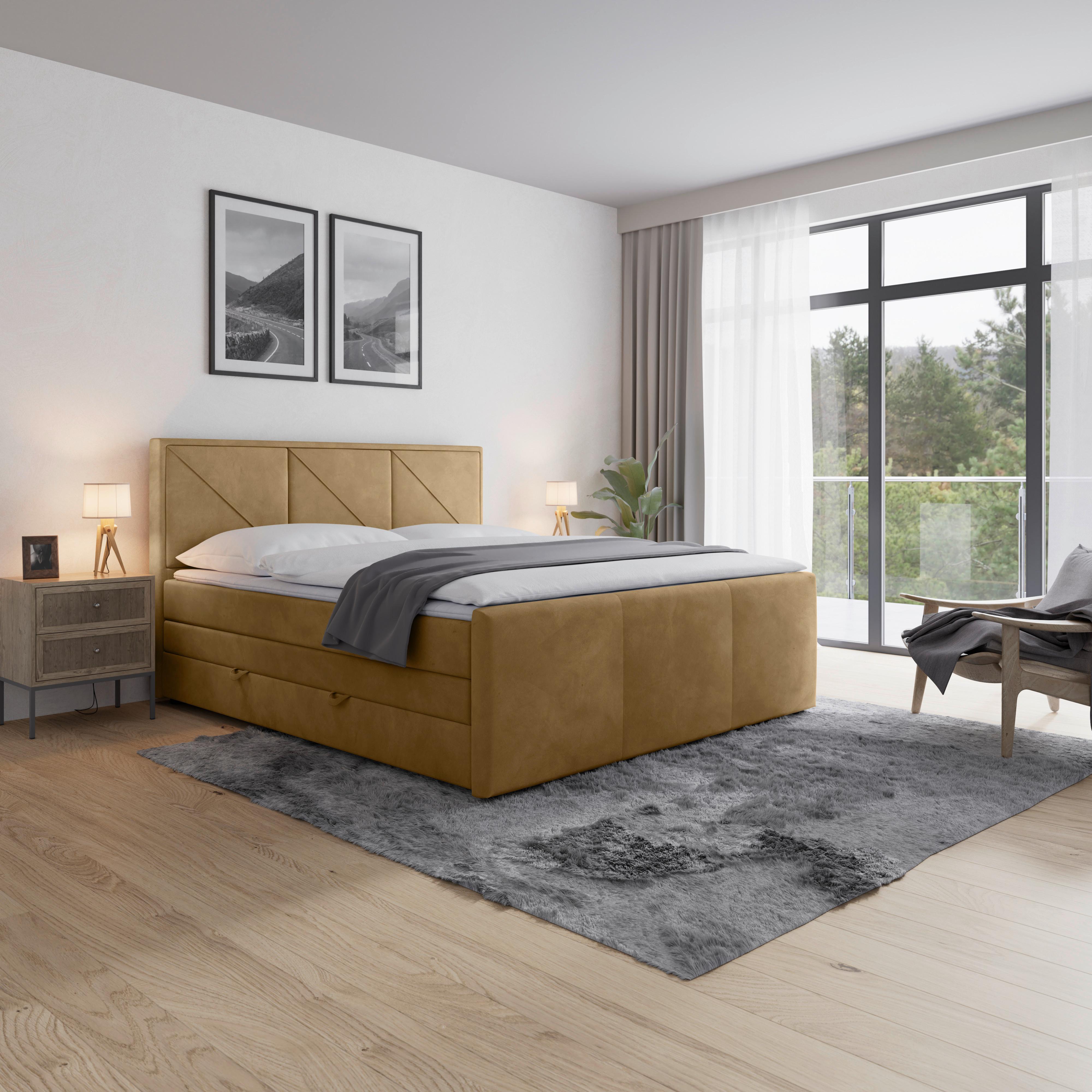 Boxspringbett Bologna ca. 180x200 cm Beige - Beige, MODERN, Holz/Kunststoff (180/200cm) - MID.YOU