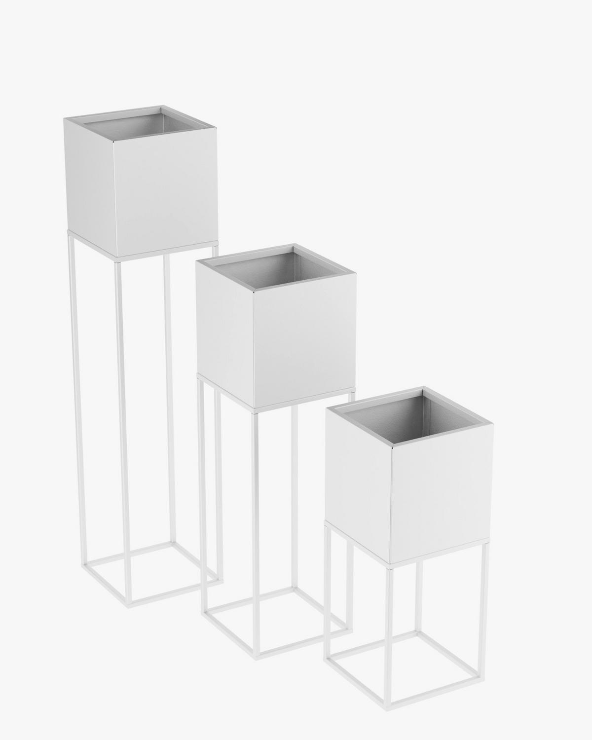 Blumenständer Weiß - Weiß, Basics, Metall (19/67/19cm)