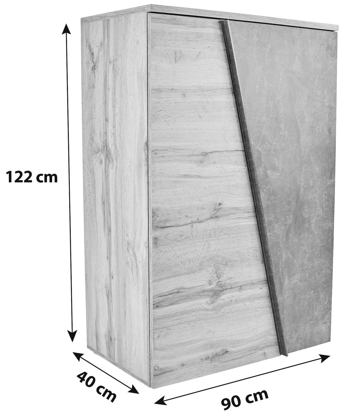 Komoda Venedig - barve kroma/siva, Moderno, umetna masa/leseni material (90/121,5/40cm) - Mömax