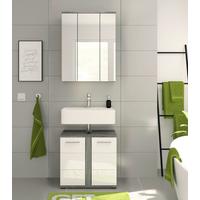 Badezimmer-Set BLAKE 2-teilig, Weiß Hochglanz - Weiß Hochglanz/Silberfarben, MODERN, Glas/Holzwerkstoff (60cm) - MID.YOU