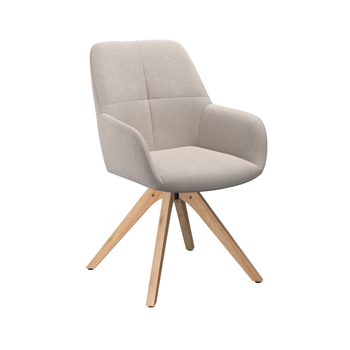 Naslanjač Woody, Bež, Vrtljiv - bež/naravne barve, Trend, tekstil/les (64/83/61cm)