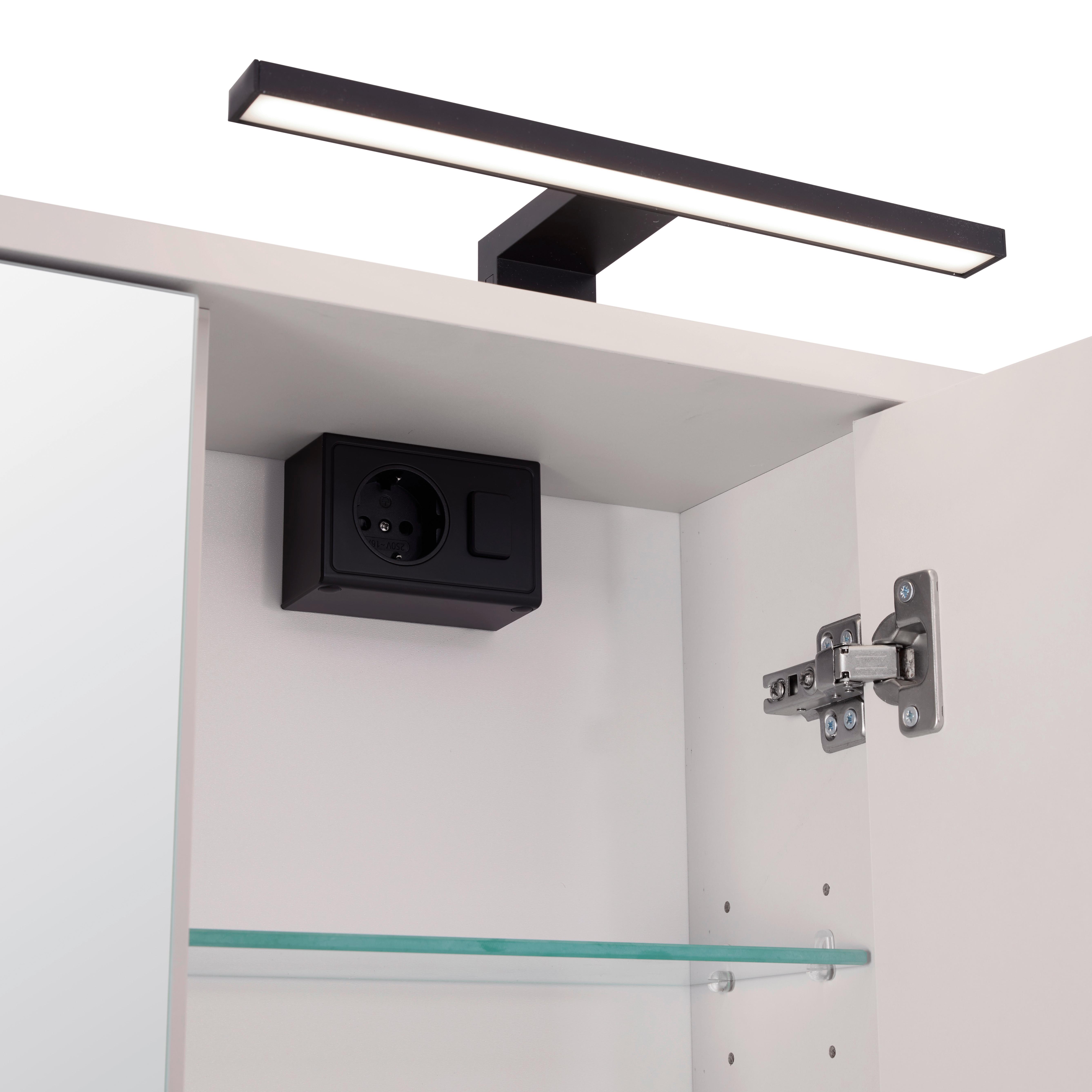 SPEGELSKÅP MALLORCA -EXKLUSIV- - svart/ekfärgad, Modern, metall/trämaterial (70/70/20cm) - Based