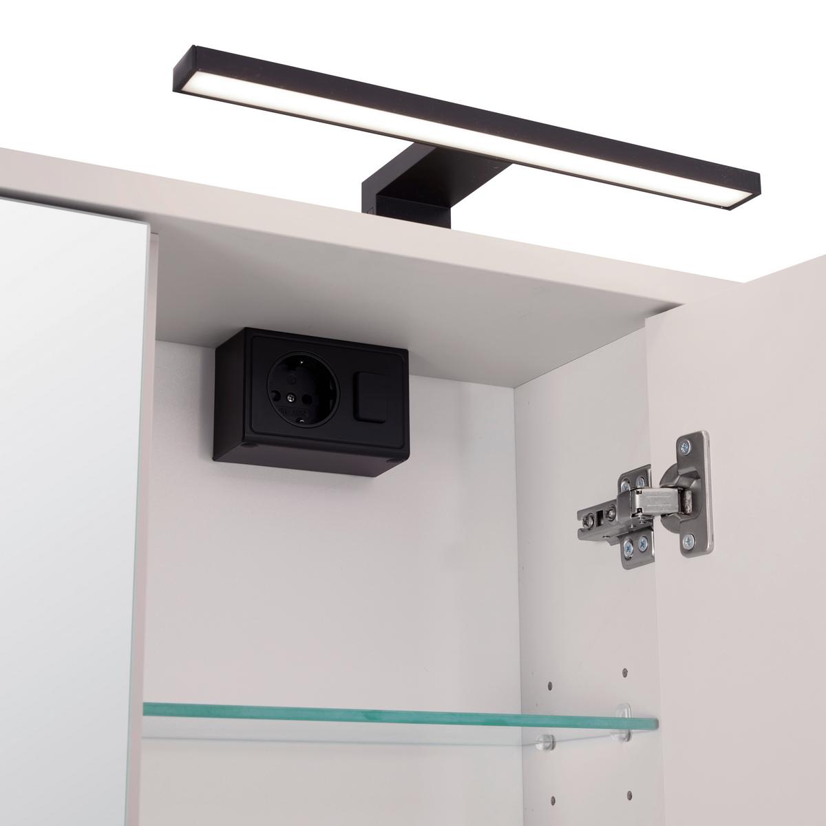 Spiegelschrank Mallorca Kaschmir-/Eichefarben - Eichefarben/Schwarz, MODERN, Glas/Holzwerkstoff (70/70/20cm) - Based