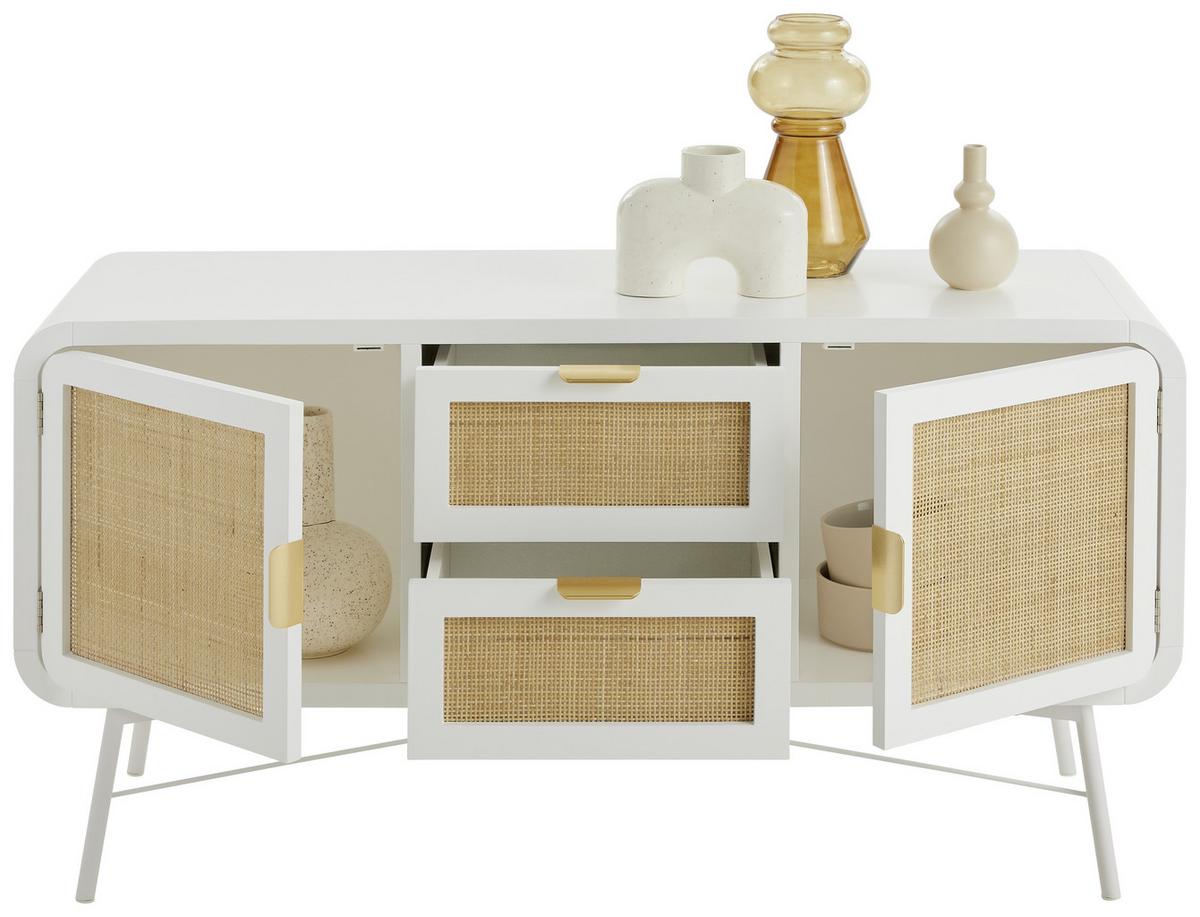 KOMODA NISKA LICHTENFELS - kolor naturalny/biały, Modern, materiał drewnopochodny/metal (120/60/37,5cm) - Livetastic