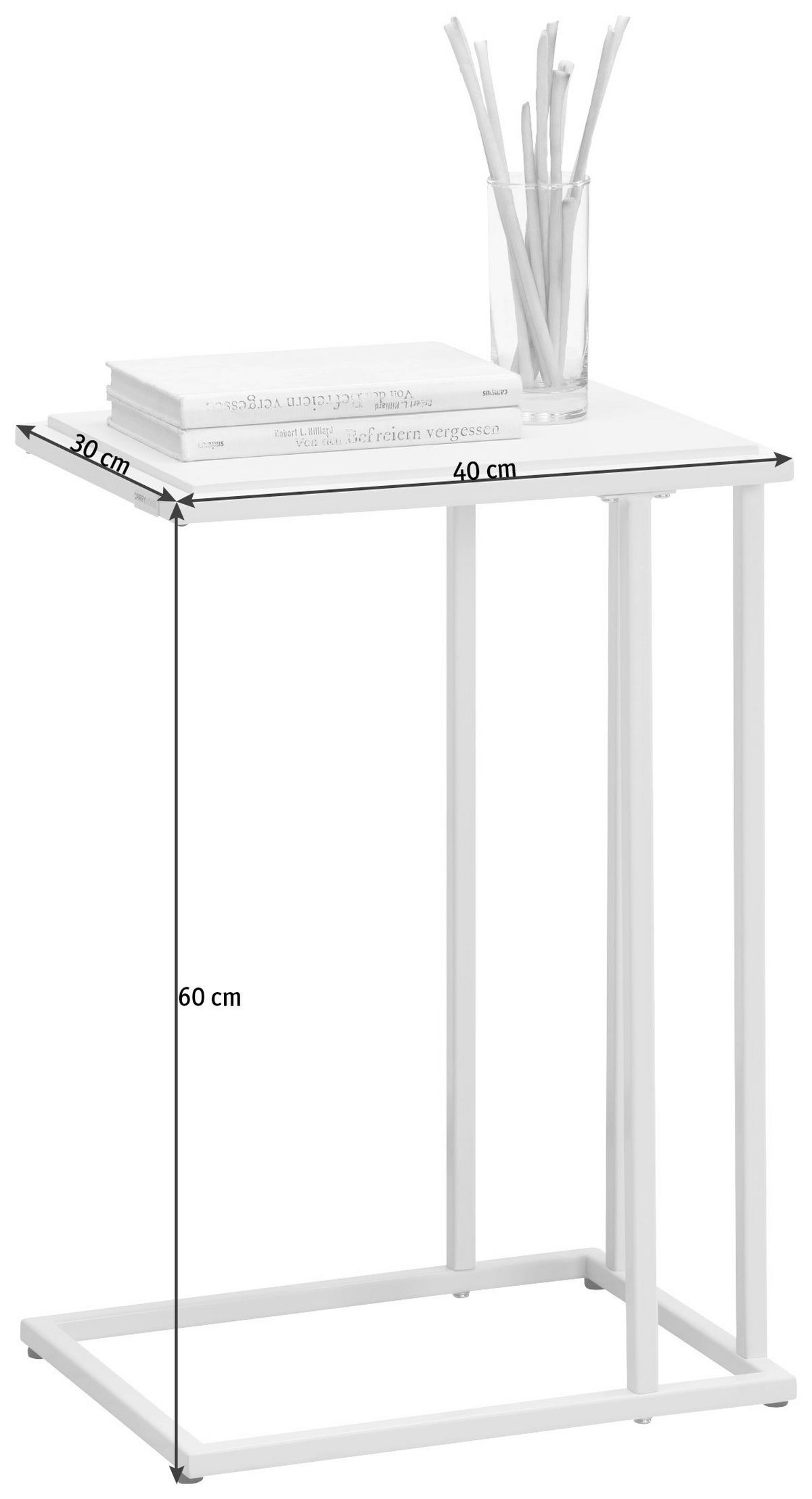 STOLIK BOCZNY PROMO - biały, Design, materiał drewnopochodny/metal (40/30/60cm) - Carryhome