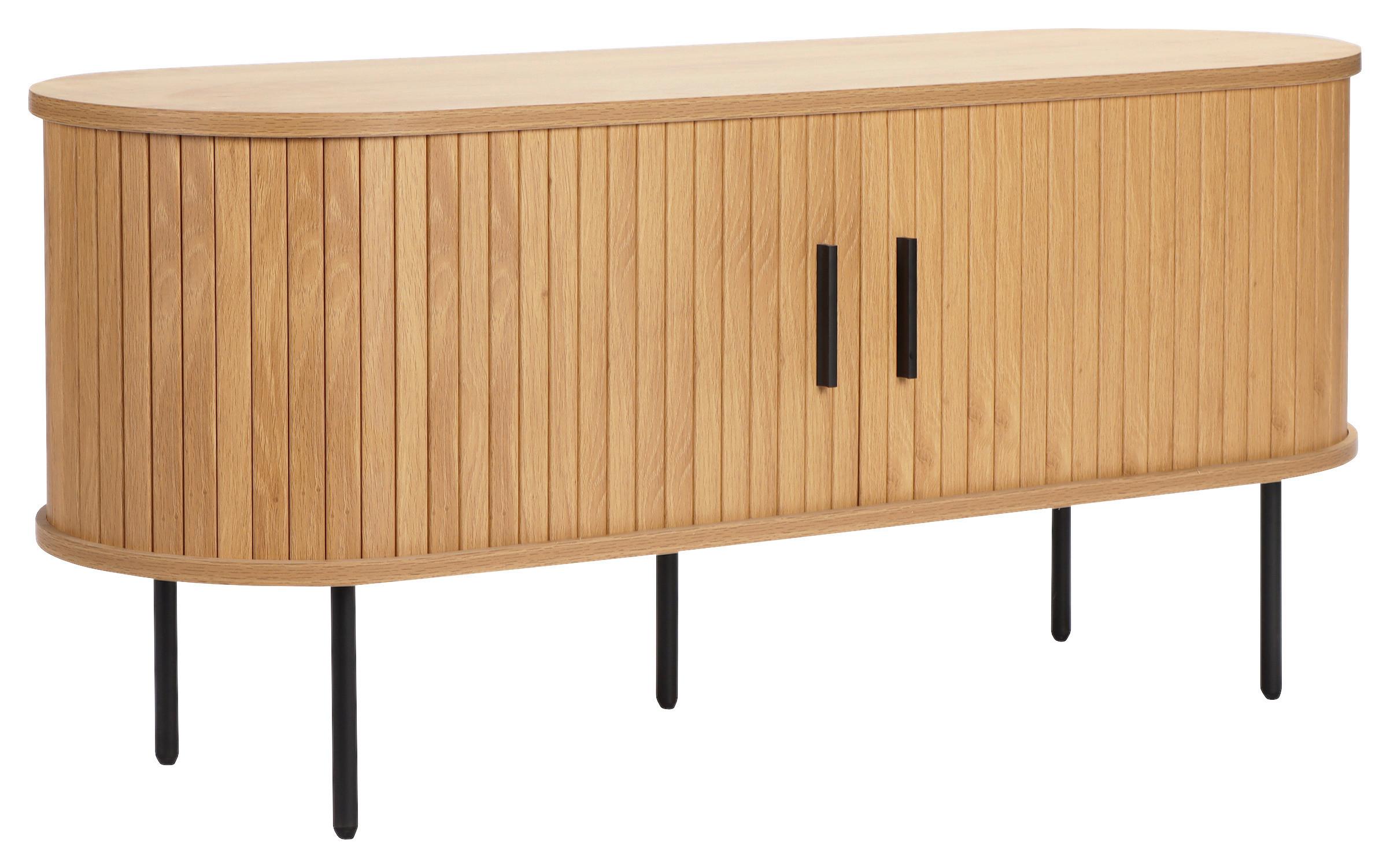 KOMODA NISKA GINI - kolor dębowy/czarny, Design, materiał drewnopochodny/metal (120/55/40cm) - Xora