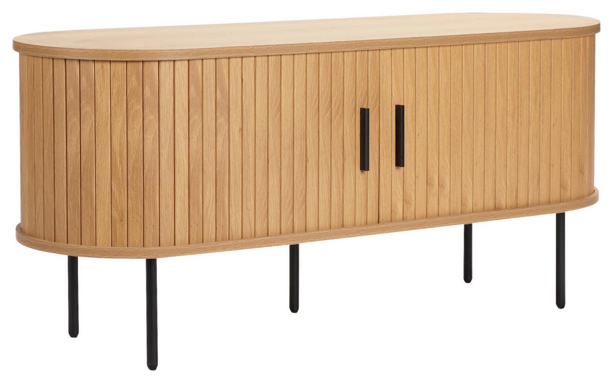 KOMODA NISKA GINI - kolor dębowy/czarny, Design, materiał drewnopochodny/metal (120/55/40cm) - Xora