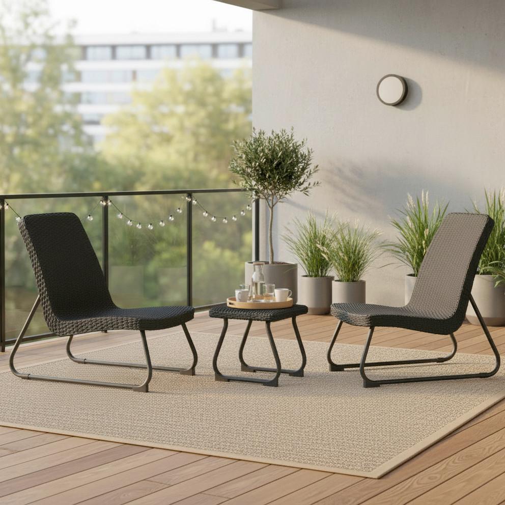 BALKONGMÖBLER SET AUGUSTINA - mörkgrå, Modern, metall/plast - Bessagi Garden