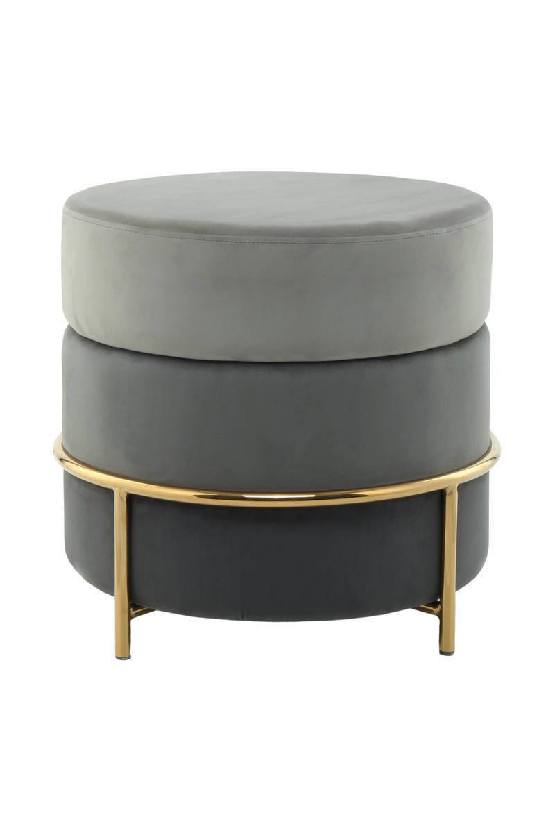 HOCKER Hocker mit Samt-Bezug in Grau - Goldfarben/Grau, Basics, Holzwerkstoff/Textil (48,5/46/48,5cm) - Kayoom