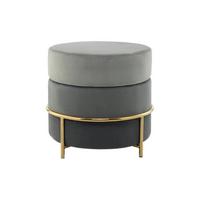 HOCKER Hocker mit Samt-Bezug in Grau - Goldfarben/Grau, Basics, Holzwerkstoff/Textil (48,5/46/48,5cm) - Kayoom