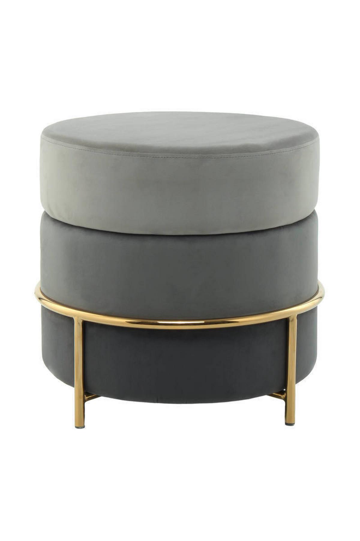 HOCKER Hocker mit Samt-Bezug in Grau - Goldfarben/Grau, Basics, Holzwerkstoff/Textil (48,5/46/48,5cm) - Kayoom