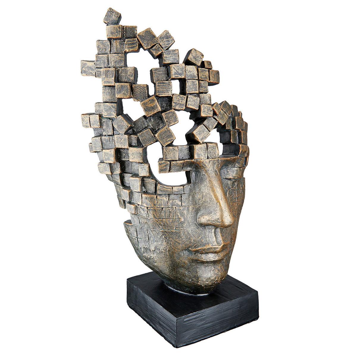 Skulptur Male Mask Bronzefarben - Bronzefarben, LIFESTYLE, Kunststoff (21,5/36/15cm)