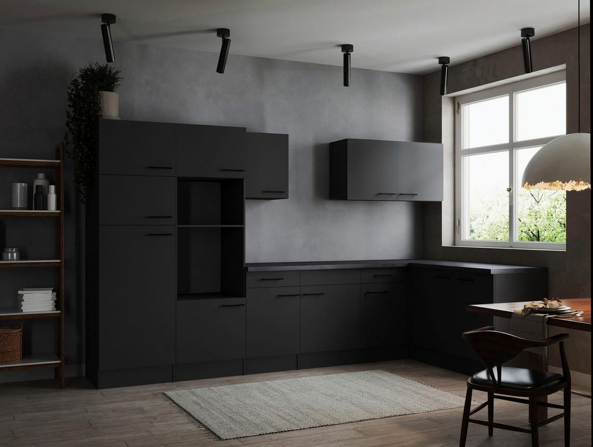 Kotna Kuhinja Brez Aparatov Oliver, 340x172cm - temno siva/črna, Design, kovina/leseni material (340/172cm) - Respekta