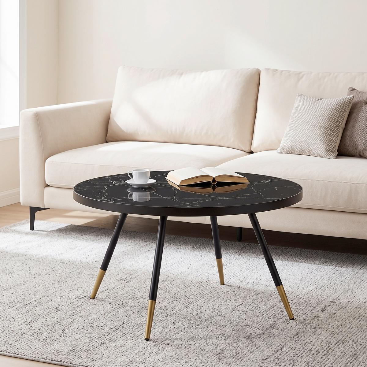 Klub Sto Alan - zlatna/bakarna, Moderno, staklo/metal (80/80/45cm) - Modern Living