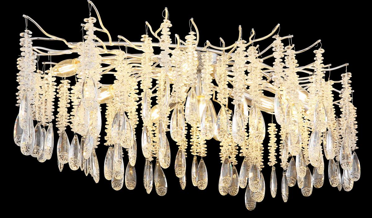 Stropna Svjetiljka Kinga - srebrne boje/prozirno, Design, staklo/metal (100/55/45cm) - Globo