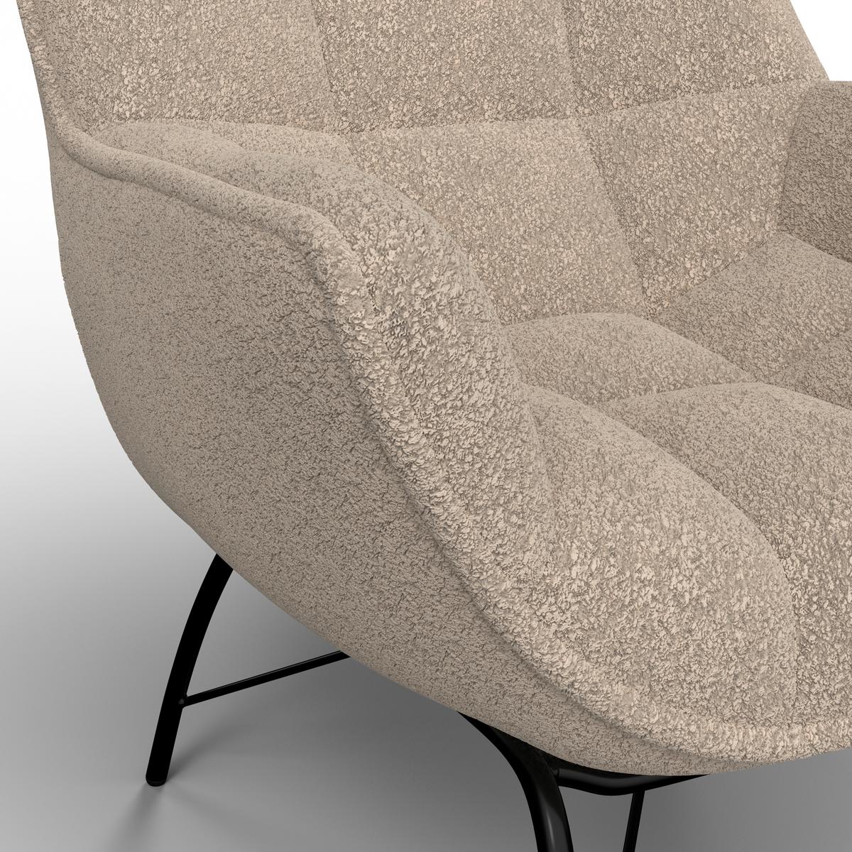 Sessel Robin Beige Webstoff - Beige/Schwarz, MODERN, Textil/Metall (72/78/81cm) - Bessagi Home