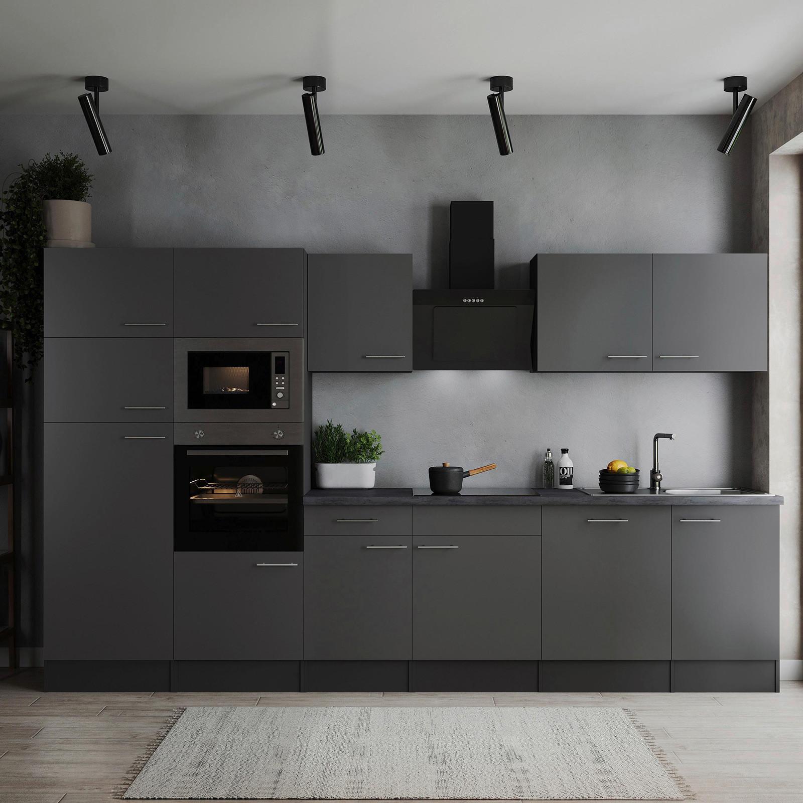 Kuhinjski Blok Z Aparati Oliver, 340cm - srebrne barve/siva, Design, kovina/leseni material (340cm) - Respekta