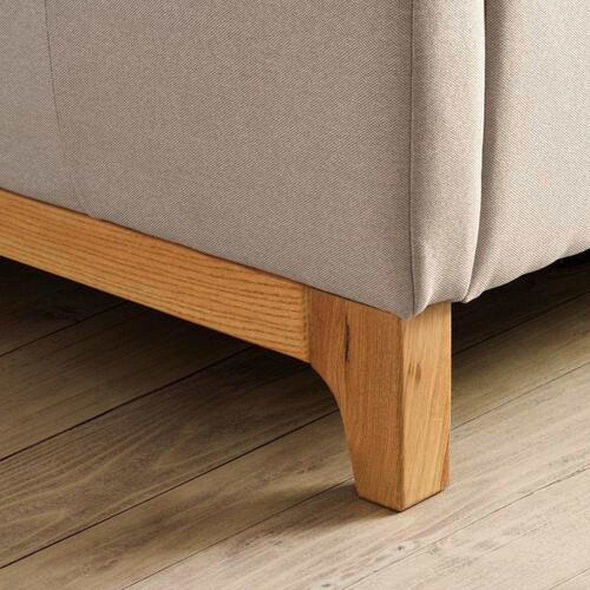 Bett aus Wildeiche ca. 140x200cm - Hellgrau, Konventionell, Holz/Textil (140/200cm) - Zandiara