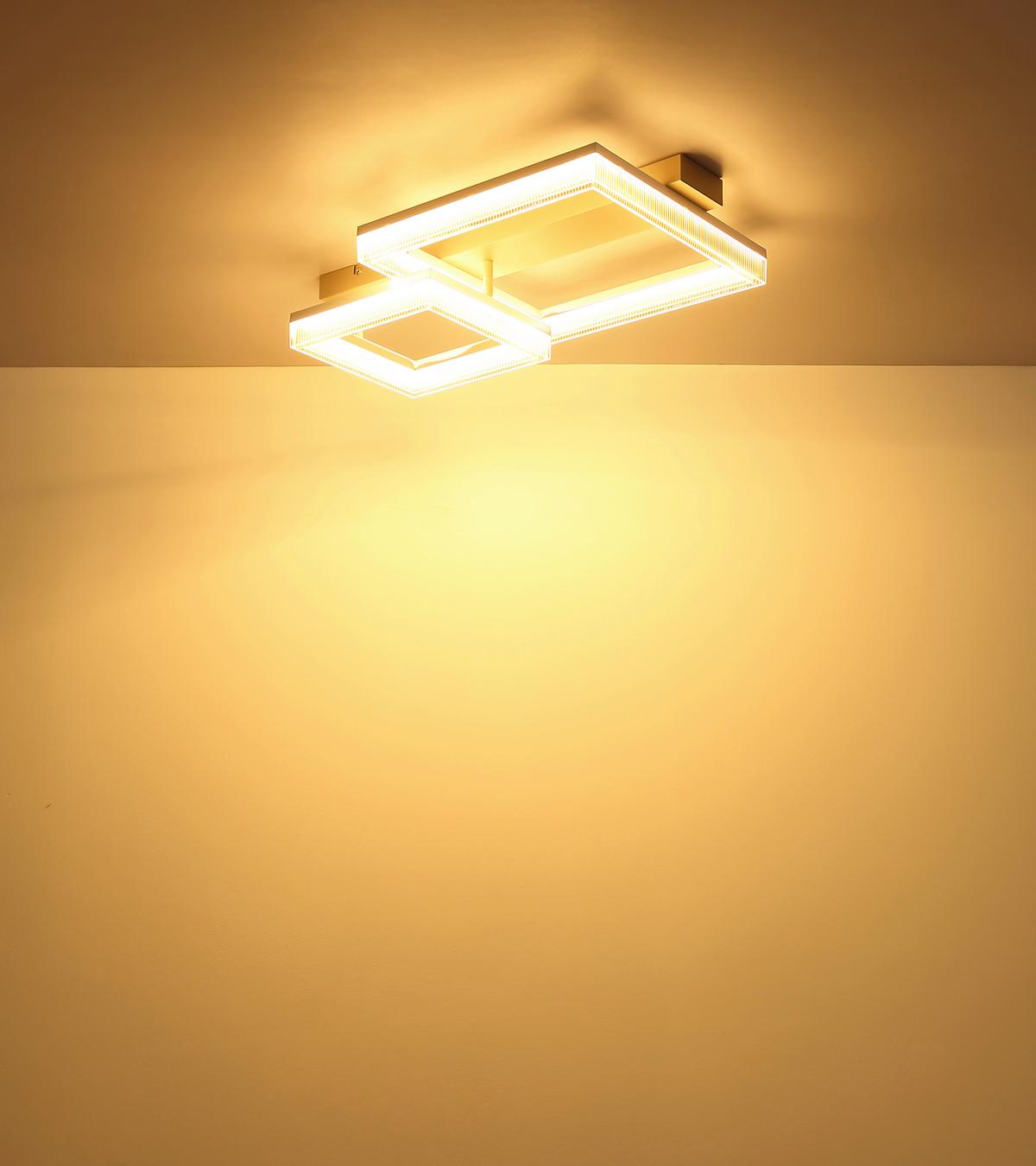 Led Stropna Svjetiljka Zara - bijela/boje pijeska, Design, metal/plastika (53/33/12,3cm) - Globo