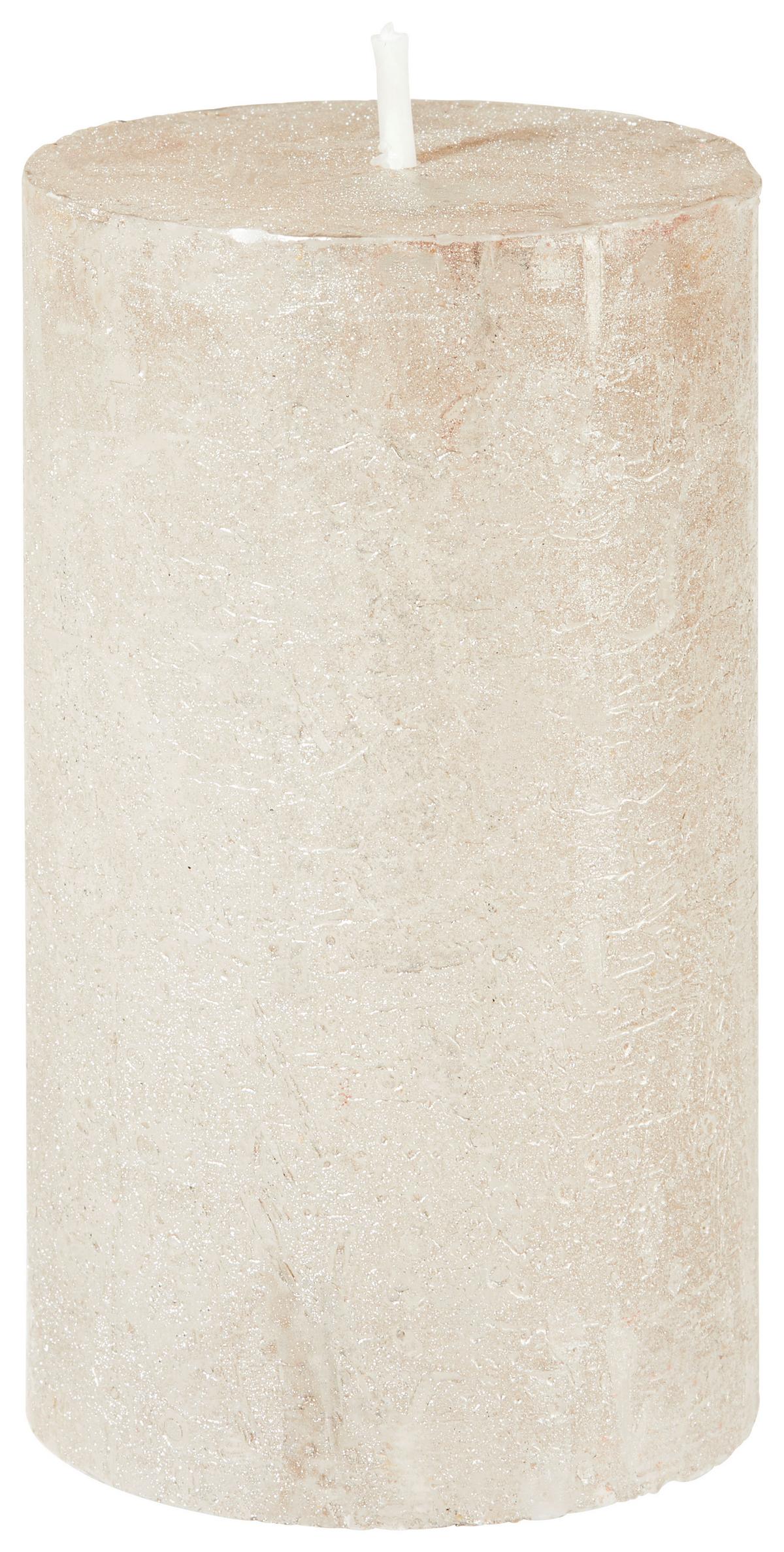 Stumpenkerze Shiny in diversen Farben - Weiss/Goldfarben (6,8/12cm) - Modern Living