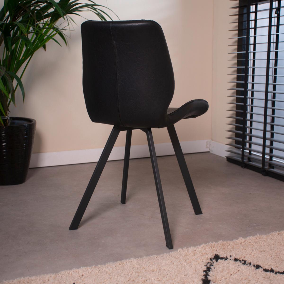 Stuhl-Set Barona 4er-Set Schwarz Lederlook - Schwarz, MODERN, Textil/Metall (44/80/55cm) - MID.YOU