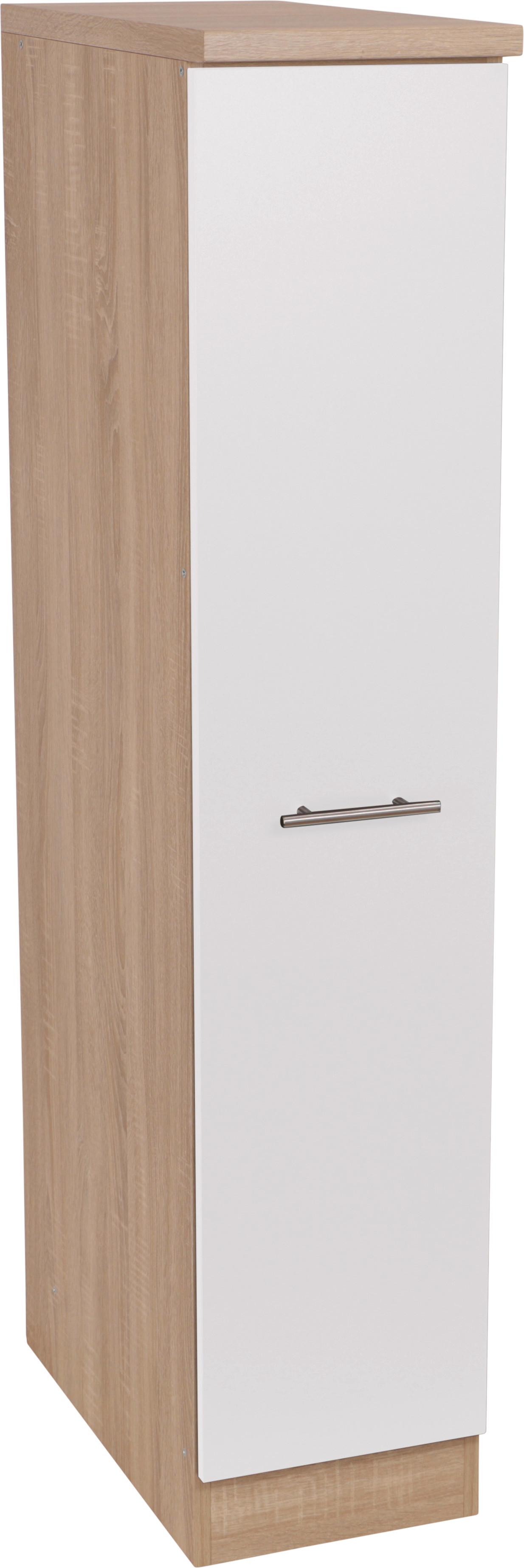 Izvlečna Omara Merle, Barva Hrasta, Bela - srebrne barve/barve hrasta, Basics, kovina/leseni material (30/144,8/60cm) - Respekta