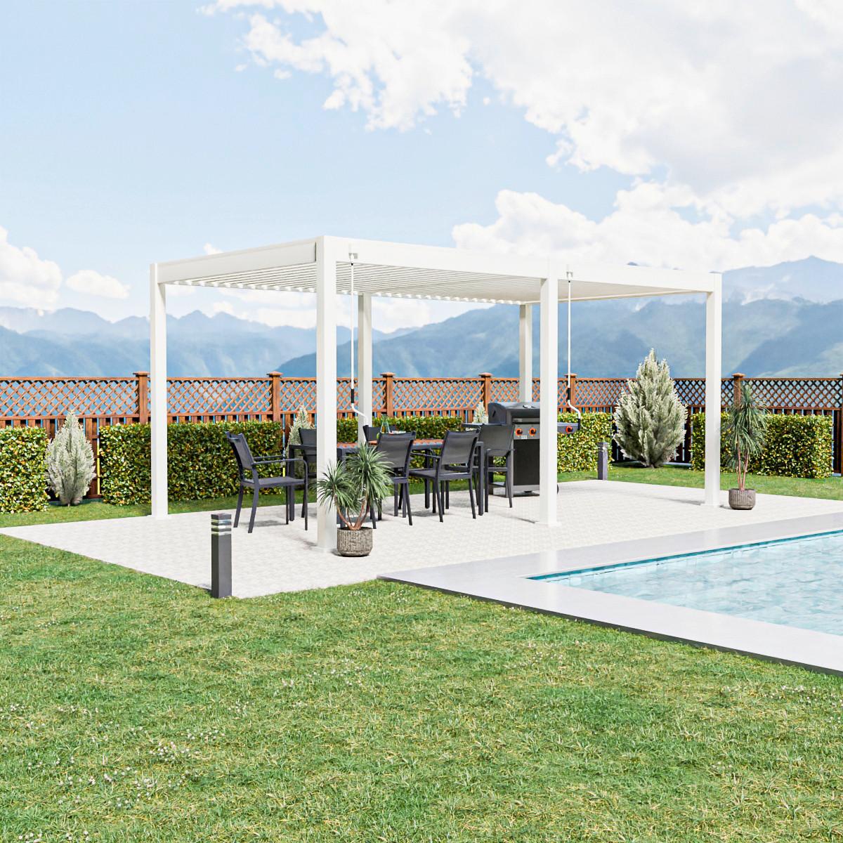 Pergola Trumpf, Bela, 3x3,5m - bela/visoki sijaj, Basics, kovina (300/255/530cm) - Gardenson