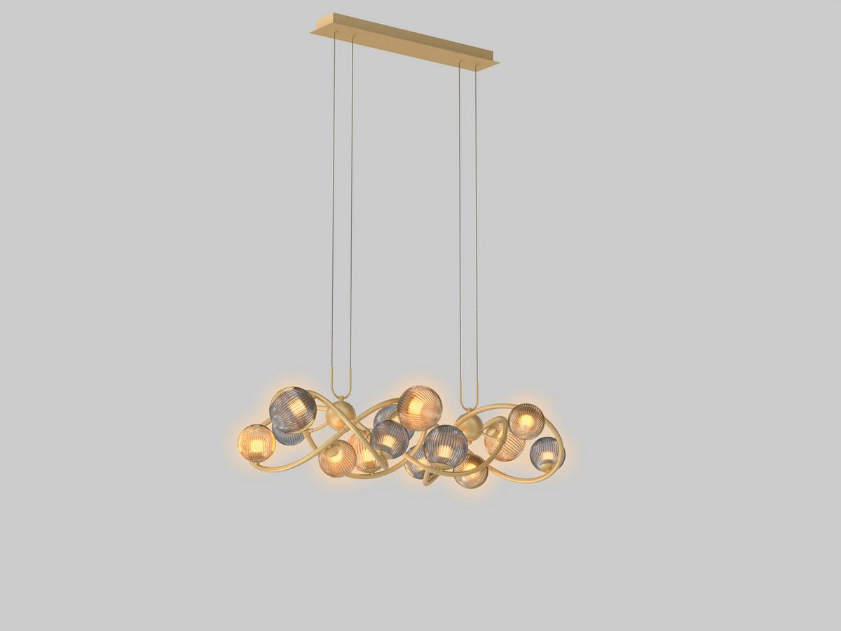 LAMPA WISZĄCA LED 7015-1404 METZ - złoty, Design, metal/szkło (60/150cm) - Wofi
