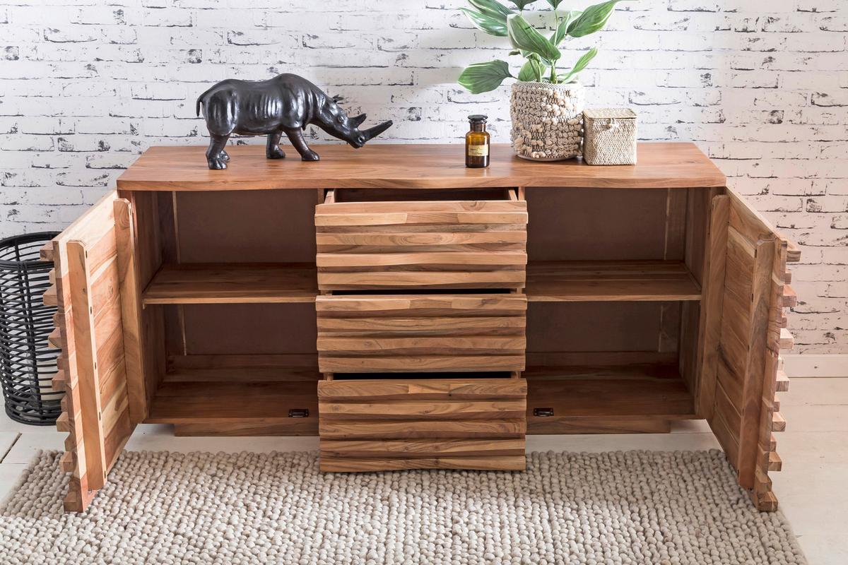 Komoda Boha, Pravi Les - barve akacije, Design, les (160/75/43cm) - MID.YOU