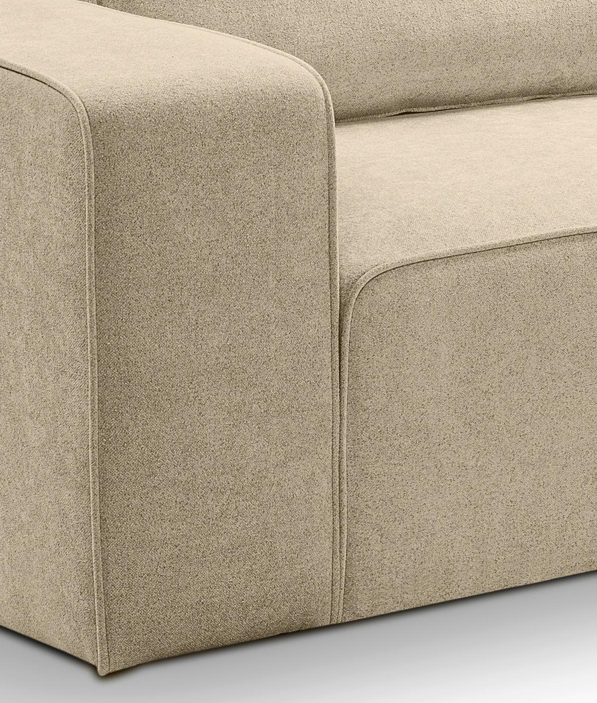 Ecksofa Lux Beige Webstoff - Beige/Schwarz, Basics, Holz/Kunststoff (305/281cm) - MID.YOU