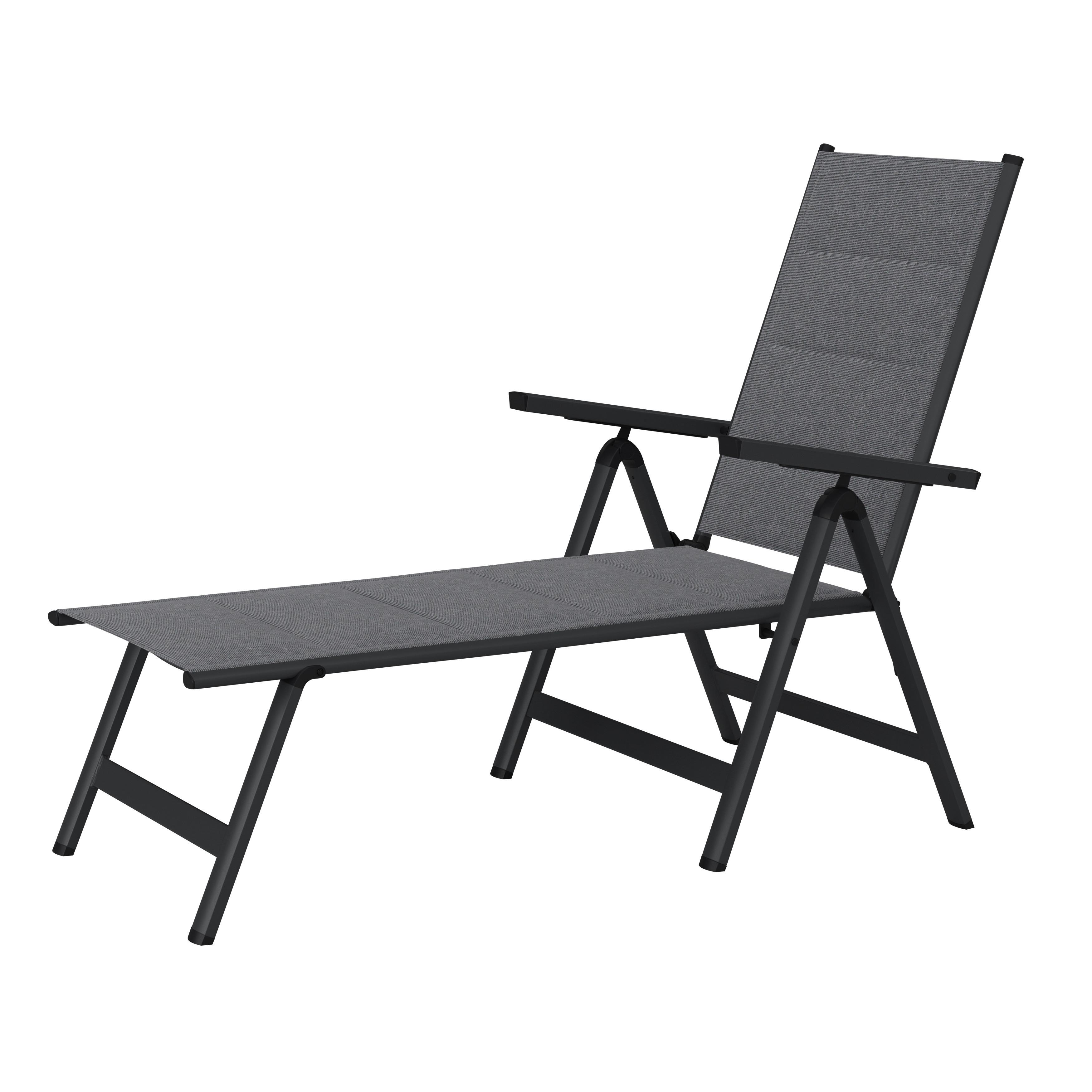 Gartenliege Werner Grau Aluminium - Grau, Basics, Textil/Metall (70/103/140cm) - Mömax